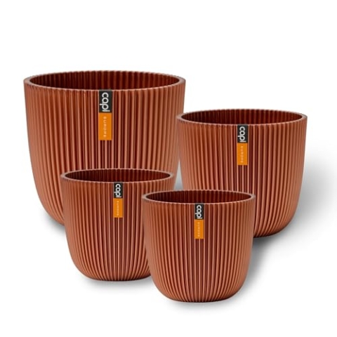 Capi Europe - Geschenkset Blumentopf Kugel Groove 'Made with' Metallic Kupfer - Set M - Blumentöpfe für drinnen und draußen - Hergestellt aus recycelten Materialien