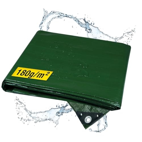 horizont Abdeckplane wasserdicht 180g/m² 8x10m mit reißfesten Ösen, Sandkasten und Pool Abdeckung, Gewebeplane für Auto, Motorrad, Fahrrad - robuste Abdeckfolie für den Außenbereich, grün