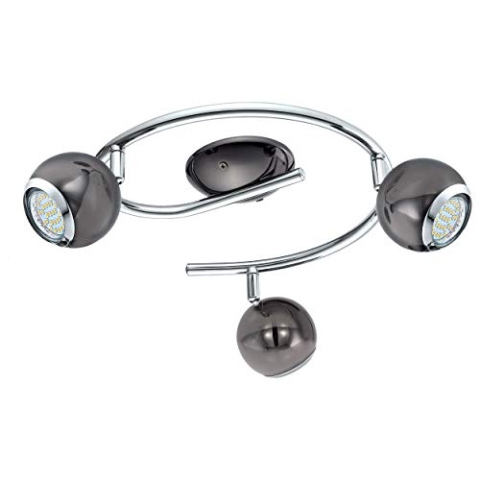 EGLO LED Deckenlampe Bimeda, 3 flammige Deckenleuchte, Deckenstrahler aus Metall in Nickel-Nero und Chrom, Wohnzimmerlampe, Spots inkl. GU10 Leuchtmittel, warmweiß
