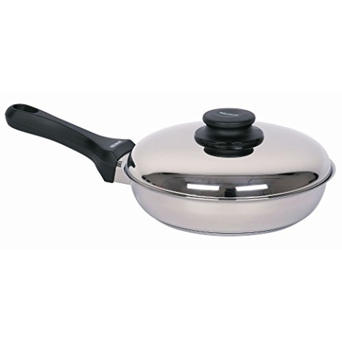 Kelomat, 1848-351, Bratpfanne GRILLMEISTER mit Edelstahldeckel, rund, Durchmesser 24 cm, Edelstahl