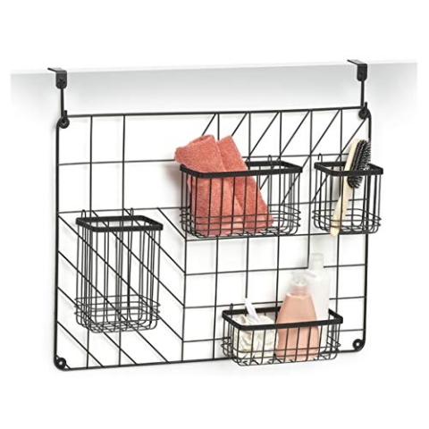 Zeller 27407 Wand-Organizer Set, 5-tlg., Metall, schwarz, ca. 46 x 12 x 60,3 cm
