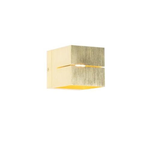Qazqa - Modern Smarte Wandleuchte Gold I Messing 9,7 cm inkl. Wifi G9 - Transfer Dimmer I Dimmbar I Wohnzimmer I Schlafzimmer I Up I Down - Aluminium Quadratisch - LED geeignet G9