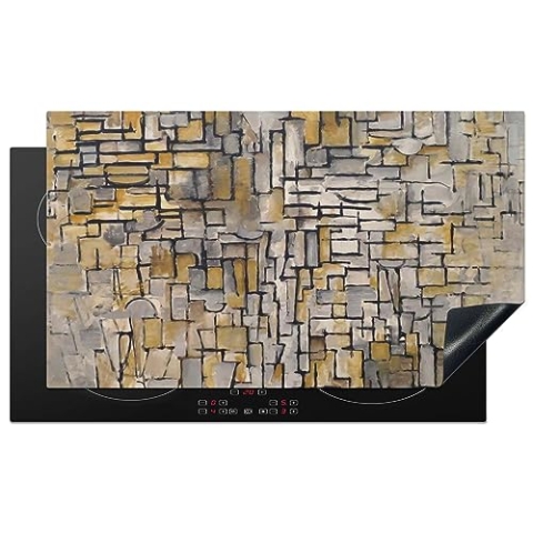 MuchoWow Herdabdeckplatte Ceranfeld Spritzschutz Küche Mondrian - Kunst - Alte Meister 91.2x52 cm Induktionsherd Abdeckung Induktionskochfeld Ceranfeldabdeckung