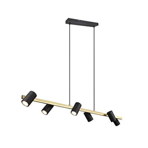 Trio Leuchten Pendelleuchte Marley 302400680, Metall Schwarz matt/Messing, exkl. 6x GU10