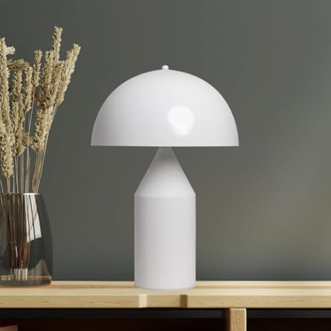 bamyum Lipeo Tischlampe Retro, Pilz Lampe Klein Weiß, Pilzleuchte, Tischlampe mit Kabel, Retro Nachttischlampe, Vintage Tischleuchte Weiß, Pilzlampen Wohnzimmer, Nachttischleuchte