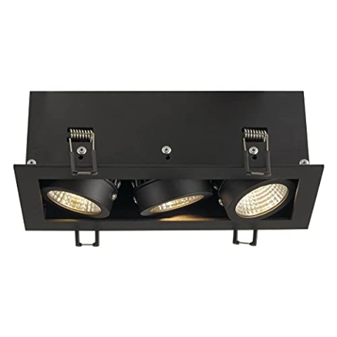 SLV LED Einbauleuchte KADUX, dreh- und schwenkbar | Dimmbare Deckenleuchte, Innen-Beleuchtung | LED Spots, Fluter, Deckenstrahler, Decken-Spots, Einbau-Strahler | 3-flammig, LED Inside, Schwarz