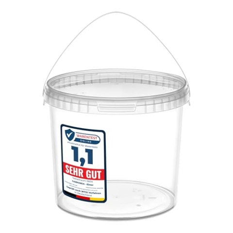 Garronda Eimer mit Deckel 5 L für die Lagerung von Lebensmittel- und Chemischen Produkten 50 Stück Transparent GD-0072