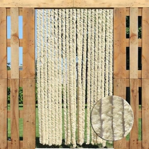 Trente Katzenschwanzvorhänge Flauschvorhang Beige, Verschiedene Größen, Türvorhang Wohnmobil, Fadenvorhang Balkontür 100 x 220 cm