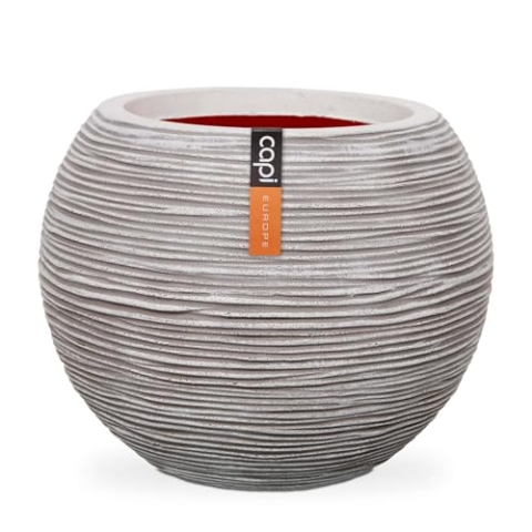 Capi Europe - Gefäß Kugel Rib NL - 40x32 - Elfenbein - Öffnung Ø24 - Blumentopf für den Innen- und Außeneinsatz - Bruchsicher - 100% recycelbar - KOFI270