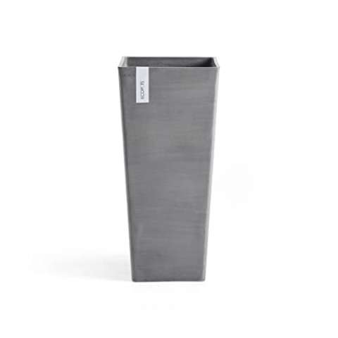 Ecopots Blumentopf Rotterdam Grau - 32 x 32 cm, 70 cm extra hoch - quadratisch groß - Pflanzentopf aus Recycling Kunststoff - Übertopf modern für Indoor und Outdoor