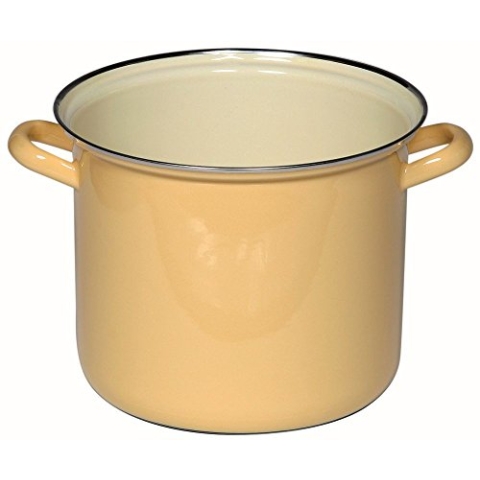 Riess, 0273-006, Topf mit Chromrand 20, CLASSIC - BUNT/PASTELL, Farbe Goldgelb, Durchmesser 20 cm, Höhe 17.1 cm, Inhalt 4 Liter, Emaille, OHNE DECKEL, Deckel optional, Kochtopf, Induktion