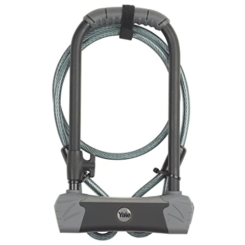 Yale Maximum Security Bügelschloß mit Kabel - YUL3C/14/230/1-230 mm - Ultra -gehärteter Bügel- und Hochleistungs Cross-Bar - 4 Schlüssel einschließlich einem mit Mikrolicht