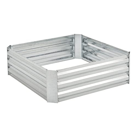 Hochbeet Barneveld 90x90x30cm Pflanzbeet Beetumrandung Blumenbeet Verzinkter Stahl Silber
