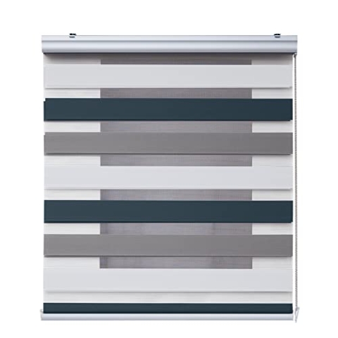 Doppelrollo Premium mit Galerie und Aluminium-Kettenzug Höchste Qualität, Rollos für Fenster mit Bohren Fenster rollos für innen STORESDECO Duo Rollo Dreifarbig 200x250 cm (BxH)