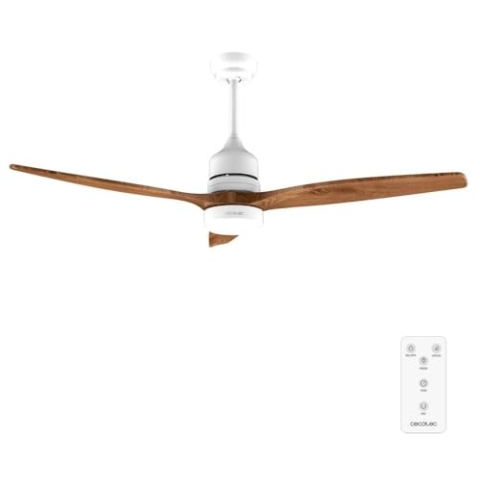 Cecotec - Deckenventilatoren mit Licht EnergySilence Aero 5275 White&BlackWood, 132 cm mit 40W DC-Motor, Fernbedienung, LED-Licht, doppelte Höhe, programmierbarer Timer, Wintersommermodus