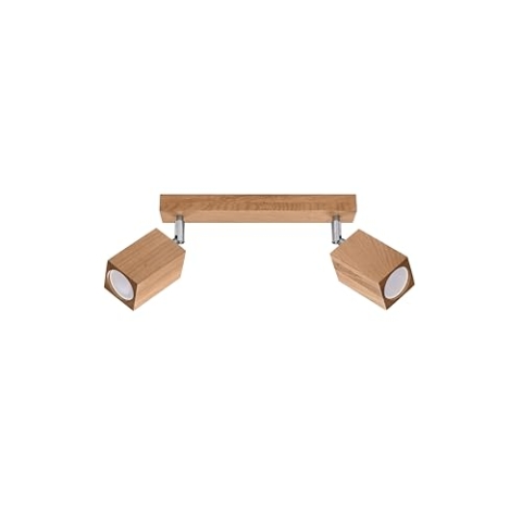 SOLLUX lighting Keke LED Deckenleuchte aus Holz 2 Flammen - Wohnzimmer Lampe Schlafzimmer Leuchte Esszimmer - Lampe für Flur aus Eichenholz ‎30 x 5 x 20 cm
