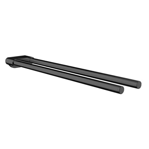 EMCO Flow Handtuchhalter zweiarmig zur Wandmontage, starrer Badetuchhalter aus Metall, hochwertige Handtuchstange für Zwei Handtücher, schwarz 430 mm
