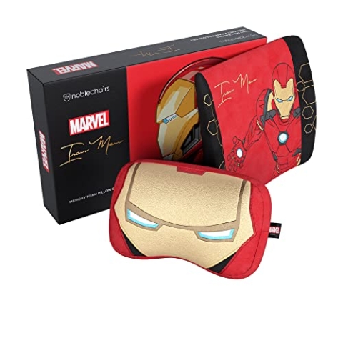 noblechairs Memory Foam Kissen-Set Iron Man Edition, Kissen für Gaming Stühle, Ergonomische Stuhlkissen, Stuhl Kissen mit Lendenwirbelstütze