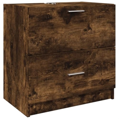 vidaXL Waschbeckenunterschrank, Unterschrank für Badezimmer, Badschrank mit Stauraum, Badezimmerschrank Waschtischunterschrank, Räuchereiche Holzwerkstoff