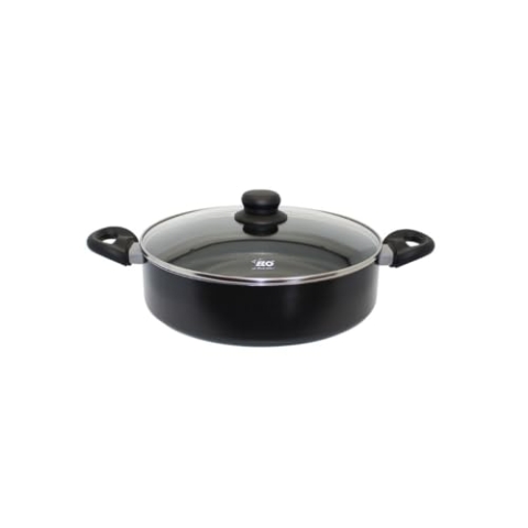 ELO 4382826 Schmorpfanne mit Deckel, Schmorpfanne mit Deckel, Schmorpfanne 28 cm, Induktion, Schmorpfanne, gepresstes Aluminium, Glas, 28 x 7,5 cm, Schwarz 10