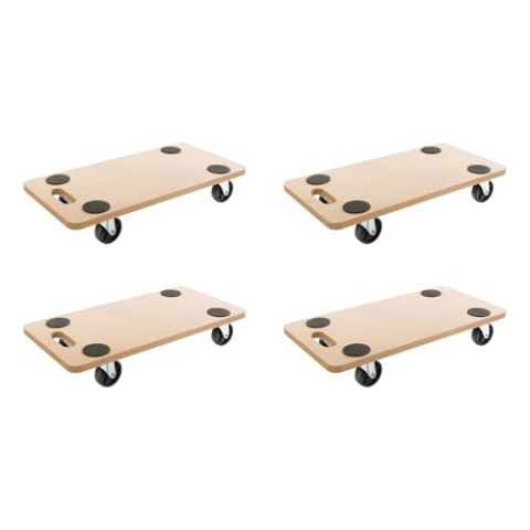 Arebos Rollbrett | 4 Stück | bis zu 200 kg Traglast | inkl. Gummipads | Transportroller Möbelroller Transporthilfe für Umzug Möbel-Transport