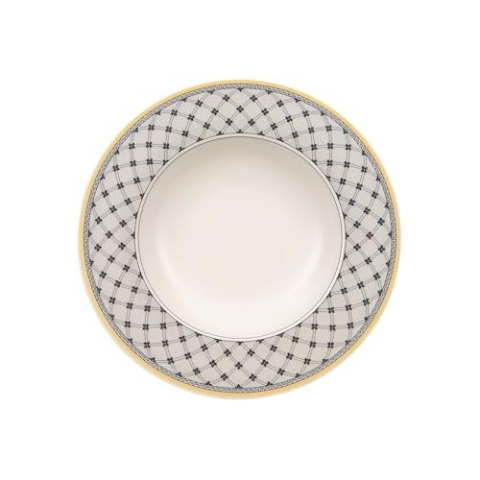 Villeroy & Boch – Audun Promenade Suppenteller 24 Cm Weiß/Grau/Gelb, Spülmaschinenfest, Mikrowellensicher, Teller Für Suppe, Suppenschüssel, Premium Porzellan