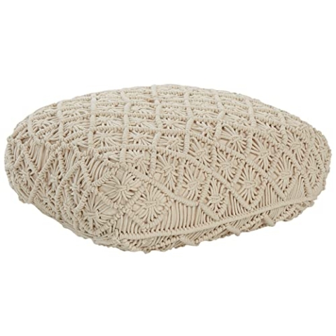 Bodenkissen Baumwolle quadratisch Makramee-Muster beige 50 x 50 cm Berrechid