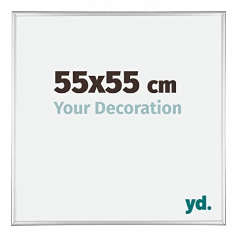 yd. Your Decoration - Bilderrahmen 55x55 cm - Silber Hochglanz - Bilderrahmen aus Aluminium mit Acrylglas - Antireflex - 55x55 Rahmen - Kent
