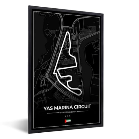 MuchoWow Poster Bilder Wanddeko Deko Wohnzimmer 40x60 cm Rennstrecke - Yas Marina Circuit - Rennstrecke - F1 - Abu Dhabi - Schwarz