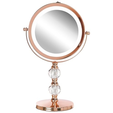 Schminkspiegel roségold doppelseitig drehbar LED Beleuchtung Vergrößerung Claira