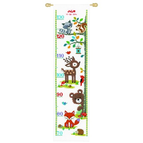 VERVACO Gezählter Kreuzstich Stickpackungen Höhendiagramm Kinder Tiere des Waldes II Wanddekoration Handarbeit Set für Erwachsene Kreatives Handwerk ca. 18 x 70 cm Kreuzstichbilder Set Hausdeko