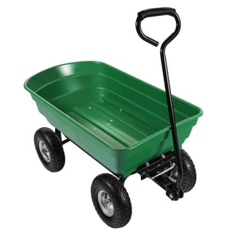 Wiltec Gartenwagen mit Kippfunktion bis 240 kg, Handwagen mit 75 l Volumen, Bollerwagen für Gartenarbeit, Handkarren für u. a. Rasen, Kies u. Schlamm