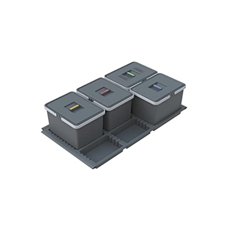 ELLETIPI 1954 Metropolis Elletipi PTC22 09050 2F C10 PPV Mülleimer zur Mülltrennung mit Schublade, Kunststoff, grau, 81x46x22 cm