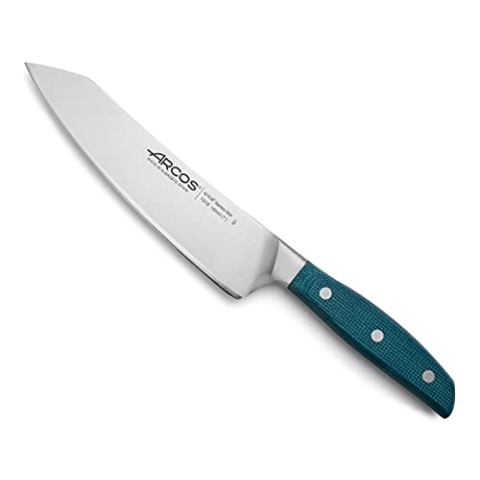Arcos 191623 Serie Brooklyn - Santoku Messer Messer Asiatischer Art- Klinge aus Nitrum geschmiedetem Edelstahl 190 mm - HandGriff Micarta Farbe Blau (Seiden klinge)