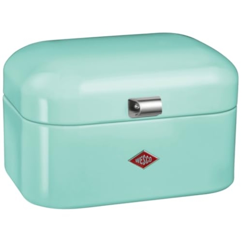 WESCO Single Grandy Brotkasten in der Farbe mint grün, pulverbeschichtetes Stahlblech, Lüftungslöcher und stabiler Handgriff