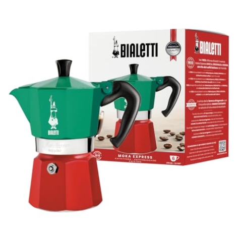 Bialetti - Moka Express: Ikonische Espressomaschine für die Herdplatte, macht echten Italienischen Kaffee, Moka-Kanne 6 Tassen (270 ml), Aluminium, Silber