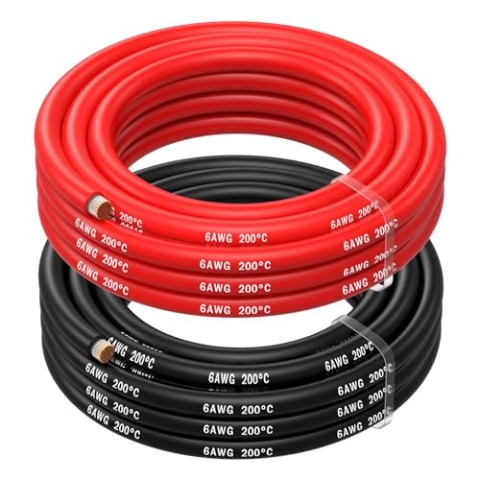 MMOBIEL 6 AWG Silikon Elektronik Kabel - 6 Gauge (13,3mm²) Verzinnte Kupferkabel - 2 Separate Kabel Rot & Schwarz Jede 2,5 m / 8.2 ft für Kühlschränke, Klimaanlagen, Autobatterien, Schweißbatterien
