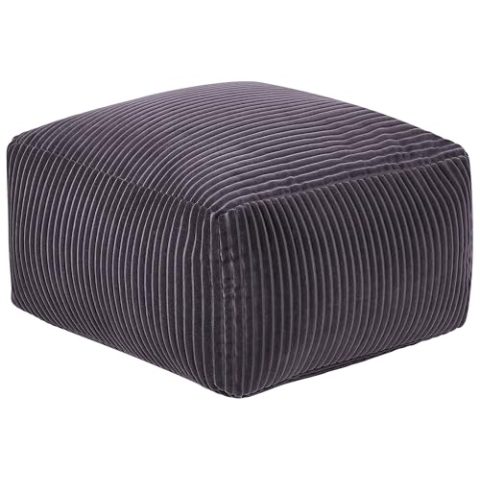 Beliani Pouf Sitzpouf Sitzhocker Cord grau 50 x 50 cm Quadrat Modern Skandi Mukki