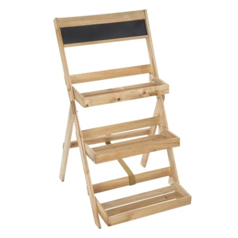 Haushalt International HI 62720 Pflanzentreppe aus Holz mit Tafel klappbar