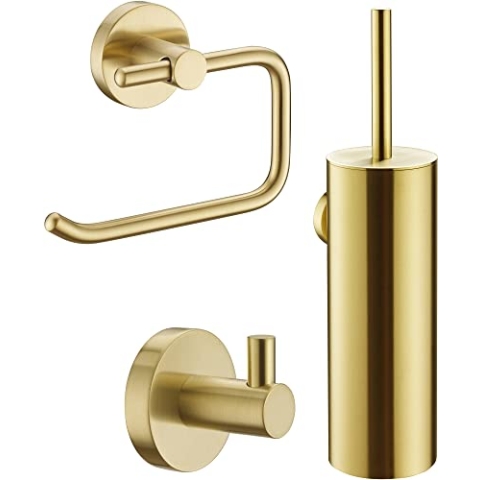 Ben Rundo 3-teiliges Toiletten-Set Gebürstetes Messing