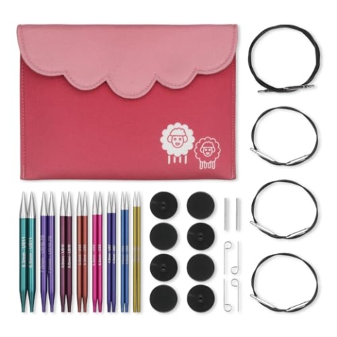 Auswechselbare Rundstricknadelspitzen von KnitPro, Deluxe-Set, Zing, 3.50-8.00mm