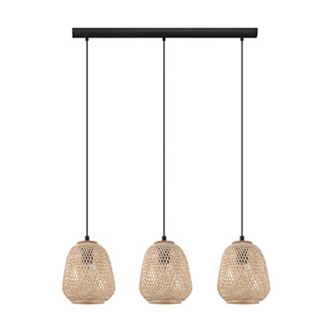 EGLO 43262 Pendelleuchte, Schwarz, Natur, 40 watt