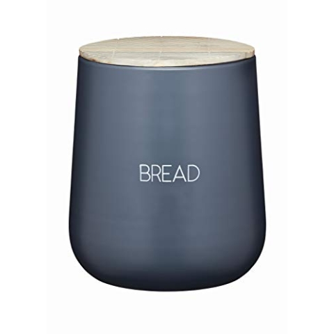 KitchenCraft Serenity Brotkasten mit luftdichtem Deckel, Eisen Mangoholz, grau/braun, 21.5 x 24.5 cm