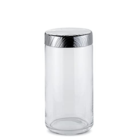 Alessi Veneer PU05/150 - Hermetische Dose aus der Küche von Design, aus Glas mit tragbarem 18/10-Stahldeckel mit geprägtem Dekor