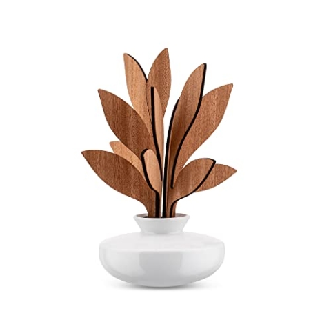 Alessi The Five Season MW64 2S W Duft-Blattdiffusor aus Porzellan, Blätter aus Mahagoni, Weiss, Mahagoniholz, Einheitsgröße