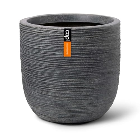 Capi Europe - Blumentopf Kugel Waste Rib NL - 35x34 - Terrazzo grau - Öffnung Ø29 - Blumentopf für den Innen- und Außeneinsatz - Bruchsicher - 100% recycelbar - KTGR932