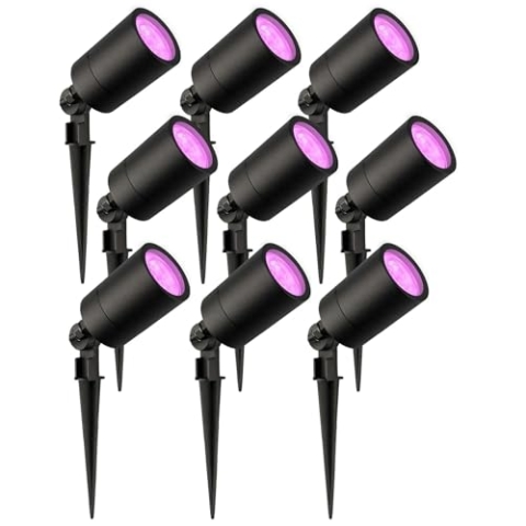 Ledvion - 9X RGBWW LED Strahler, Schwarz, IP65, 5W, RGBWW, 2 Meter Kabel, LED Strahler, Außen Garten Spot