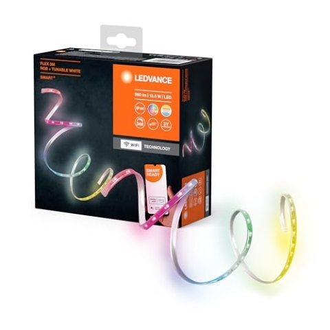 LEDVANCE SMART+ WIFI OUTD FLEX 3M LED-Streifen, weiß, 12W, 790lm, warm- bis kaltweiß steuerbar, RGB-Licht, für Außenbereich, App-steuerbar, lange Lebensdauer, einfache Montage, Schutzklasse IP44