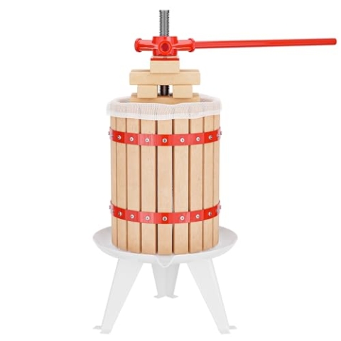 Wiltec 18L Obstpresse aus Buchenholz inkl. Presstuch, manuelle Weinpresse mit 280x365mm Korb, Apfelpresse Fruchtpresse für Obst Wein Maische
