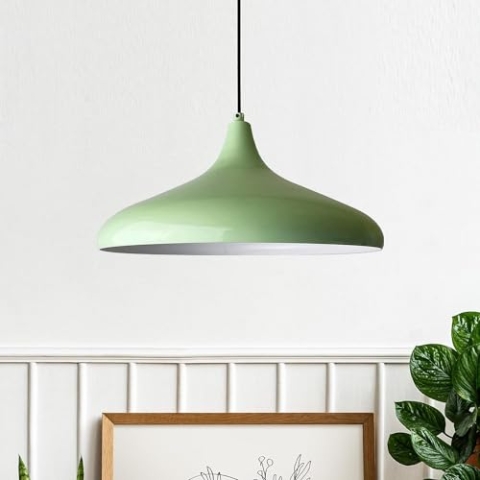 bamyum Champion Küchenlampe Hängend Minzgrün Ø35cm, Lampenschirm Hängelampe Wohnzimmer, Küchenlampe Deckenleuchte, Skandinavische Pendelleuchte Vintage, Hängelampe Esstisch Wohnzimmer Hängelampe Küche